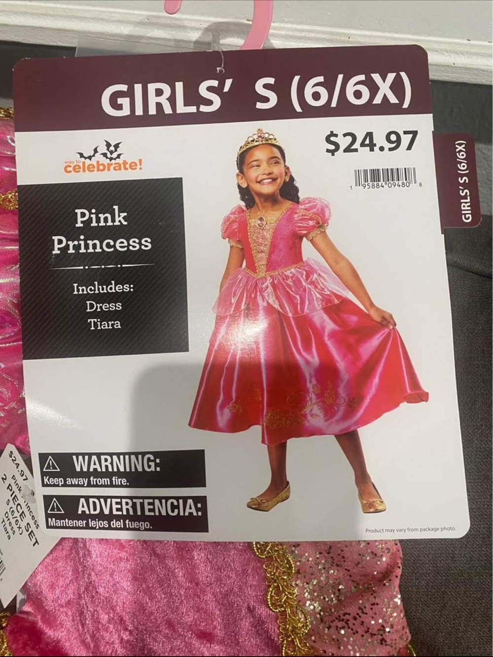 Pink Princess Costume Dress & Tiara Set -Girls Sz 6-6x-New
